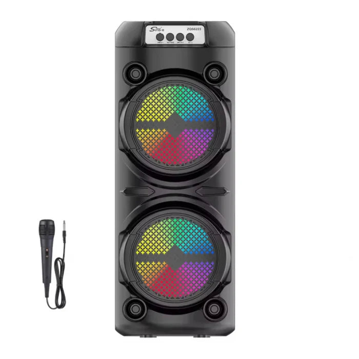 Boxă Portabilă ZQS6223 – 120W PMPO, Subwoofer 6 inch, LED RGB, Bluetooth, MP3, USB, TF, Microfon Inclus