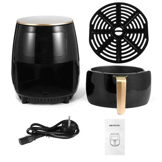 Friteuză fără Ulei cu Aer Cald 2400W, 6L, LCD Touch, 6 Programe, 50 Folii de Copt Incluse