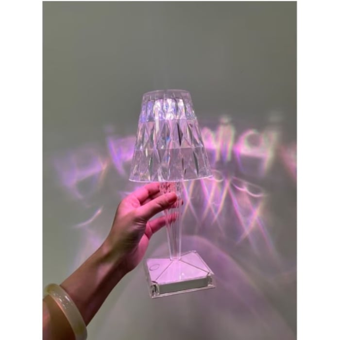 Lampă de Birou Portabilă din Cristal, Reîncărcabilă USB, 3 Culori