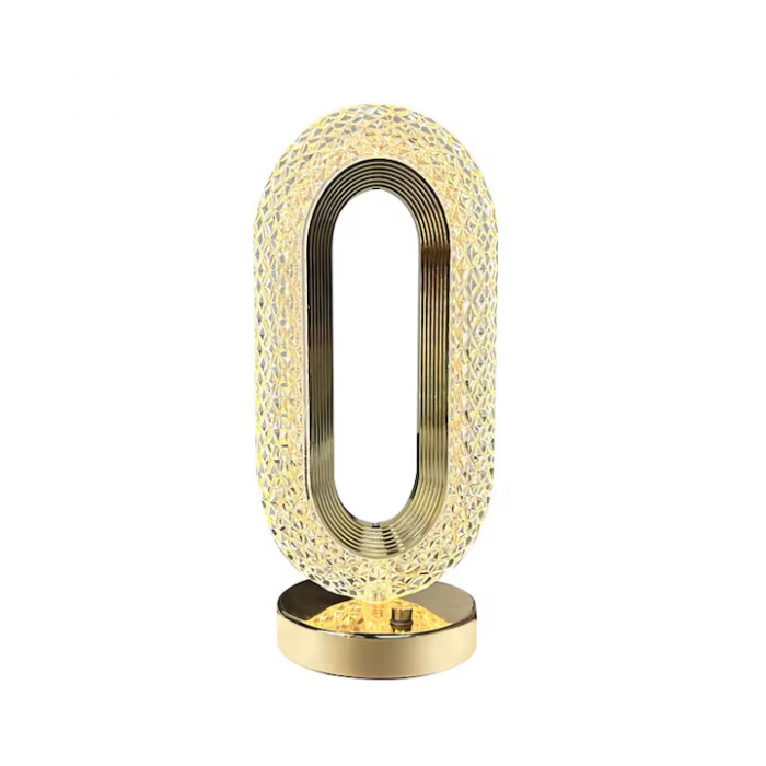 Veioză de Noptieră cu Abajur Cristal Acril & ABS, 5W, 3000mAh, Tactilă cu 3 Culori