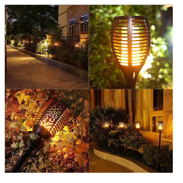 Set 4 lămpi - Lampă Solară cu Efect de Flacără, 33 LED-uri, 58 cm, Iluminat Decorativ pentru Grădină și Terasă