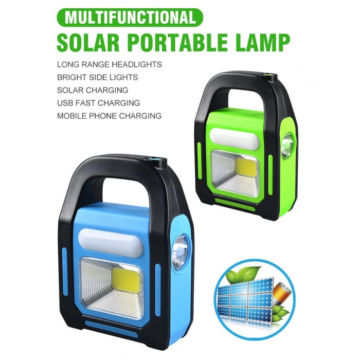 Lanternă de Lucru LED Portabilă JD-925 3 în 1 – Lumină, Încărcare Solară și Power Bank USB