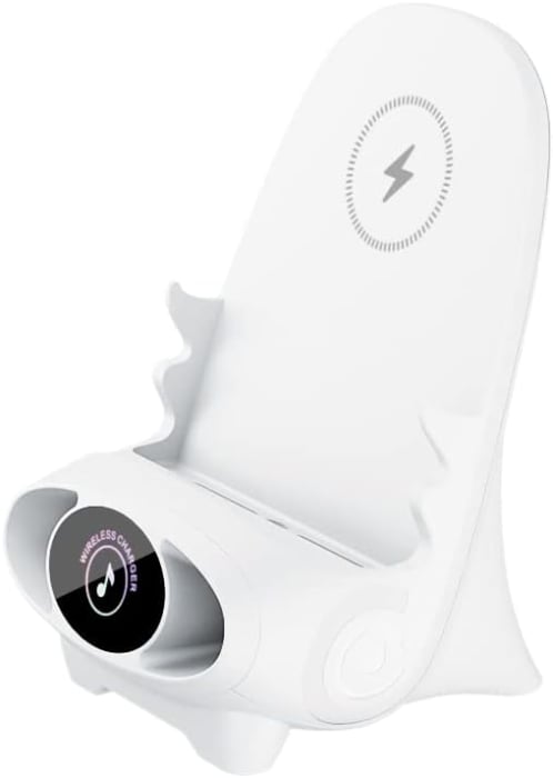 Suport Telefon Multifuncțional cu Încărcare Rapidă Wireless 15W – Mini Stație cu Difuzor și Design Modern