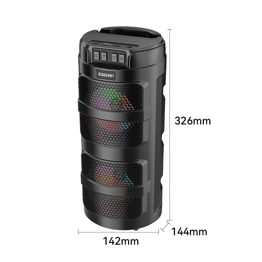 Boxă Portabilă Bluetooth ZQS2401 – 8W, Lumină LED, BT/USB/TF/FM, Baterie 800mAh
