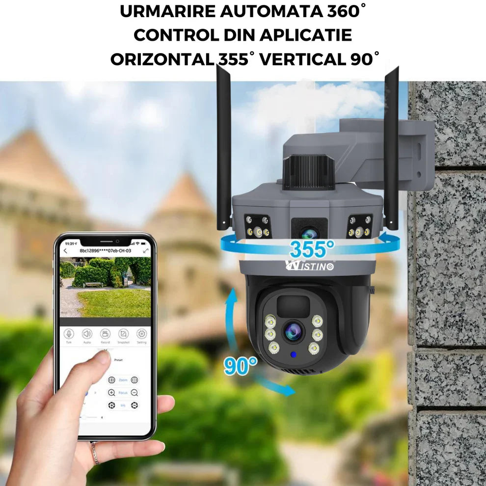 Cameră de Supraveghere Solară 4G, Zoom X10, Full HD 1080p, Vedere Nocturnă 100 m