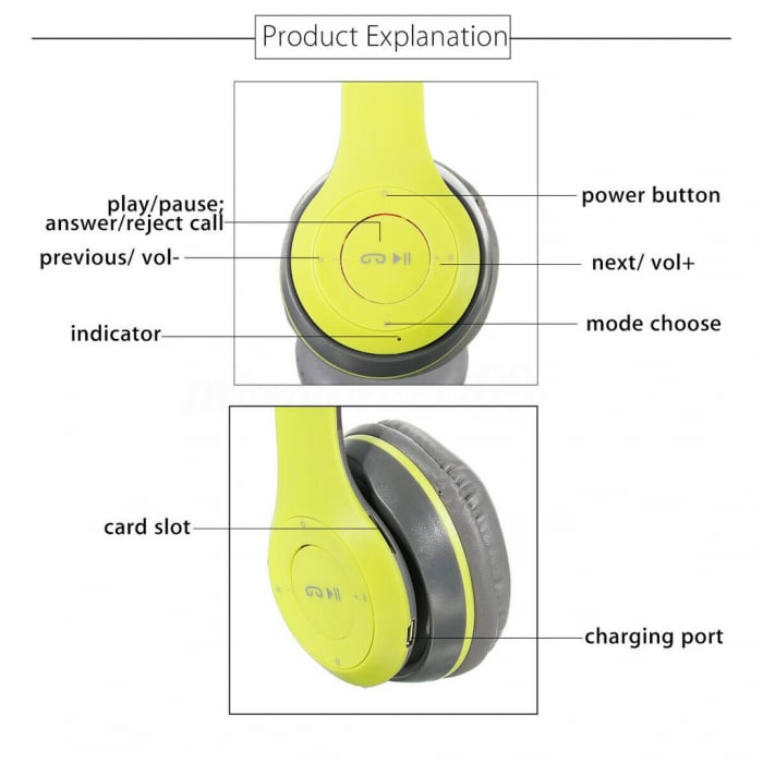 Căști Wireless P47 Bluetooth 5.0 Over-Ear, Pliabile, Bass Puternic