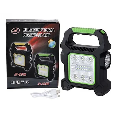 Lampă Camping JY-258B, 40 LED-uri + Lanternă Laterală, Încărcare Solară & USB engross, Verde