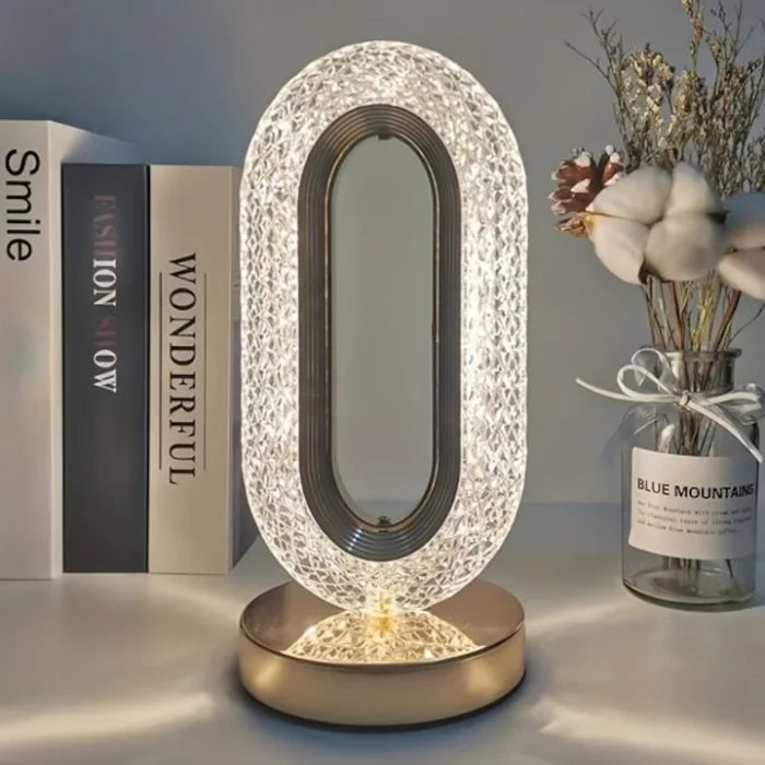 Veioză de Noptieră cu Abajur Cristal Acril & ABS, 5W, 3000mAh, Tactilă cu 3 Culori