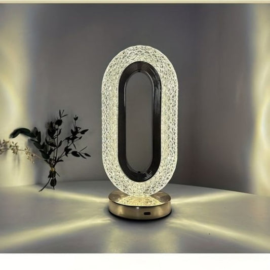 Veioză de Noptieră cu Abajur Cristal Acril & ABS, 5W, 3000mAh, Tactilă cu 3 Culori