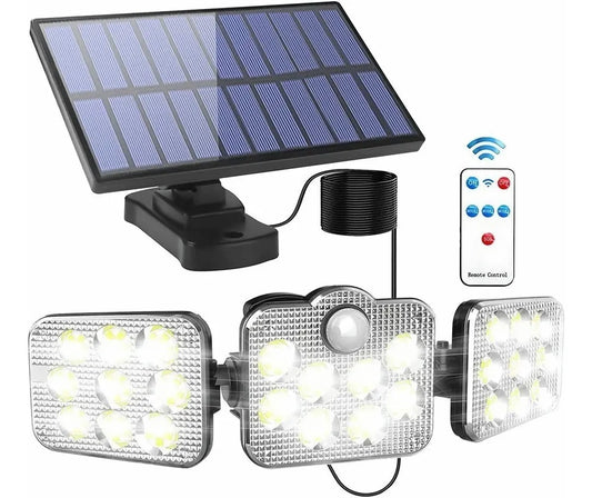 Lampă Solară de Perete Exterior cu Senzor, 138 LED-uri, 3 Moduri, Panou Rotativ și Iluminare 360°