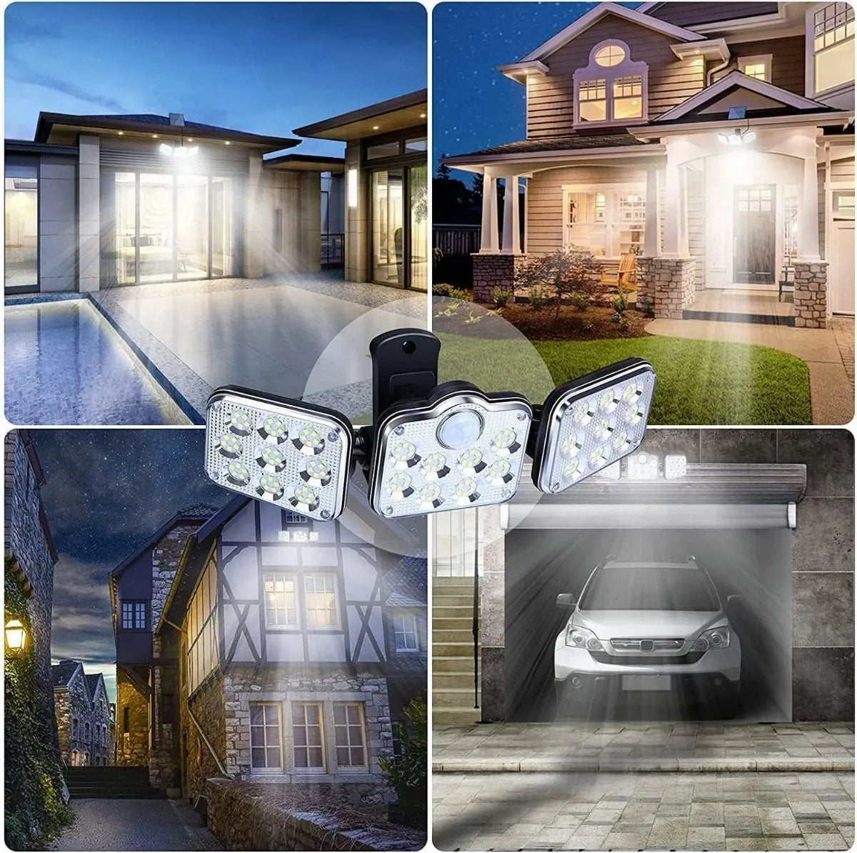 Lampă Solară de Perete Exterior cu Senzor, 138 LED-uri, 3 Moduri, Panou Rotativ și Iluminare 360°