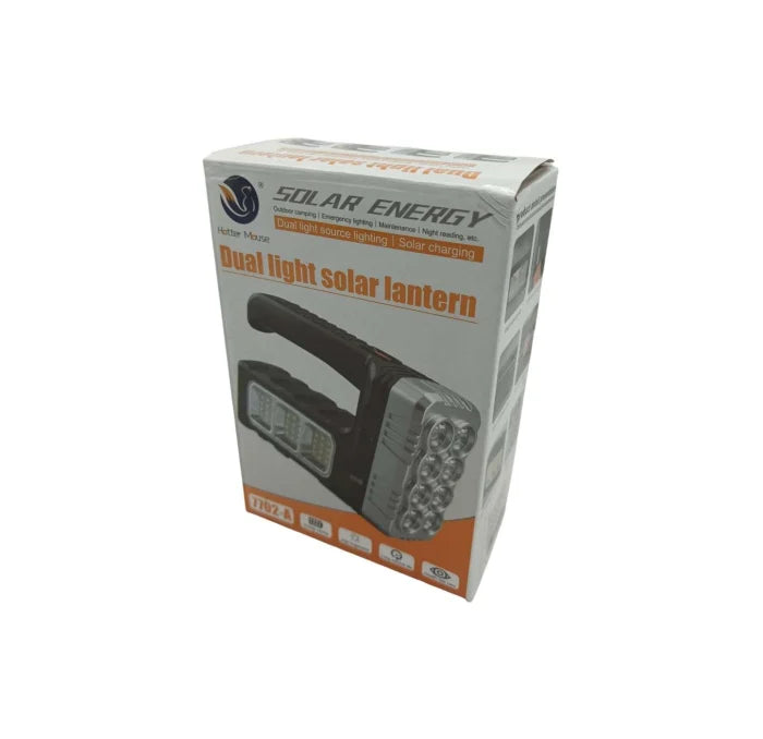 Lanternă Solară Reîncărcabilă 7702A-1, LED de Urgență, Încărcare USB & Solară, Lumină Laterală, 3 Moduri, Portabilă