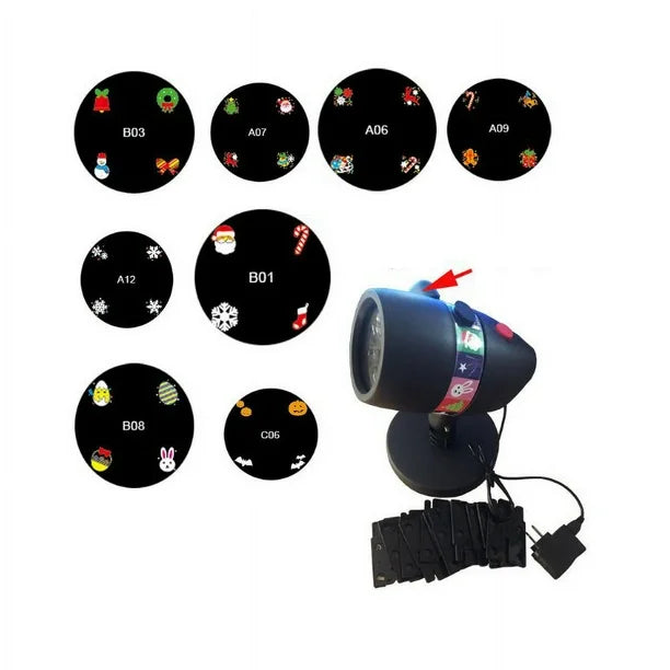 Proiector LED Exterior – 12 Teme Festive • Rezistent la Apă • 2 Programe • 3 Viteze