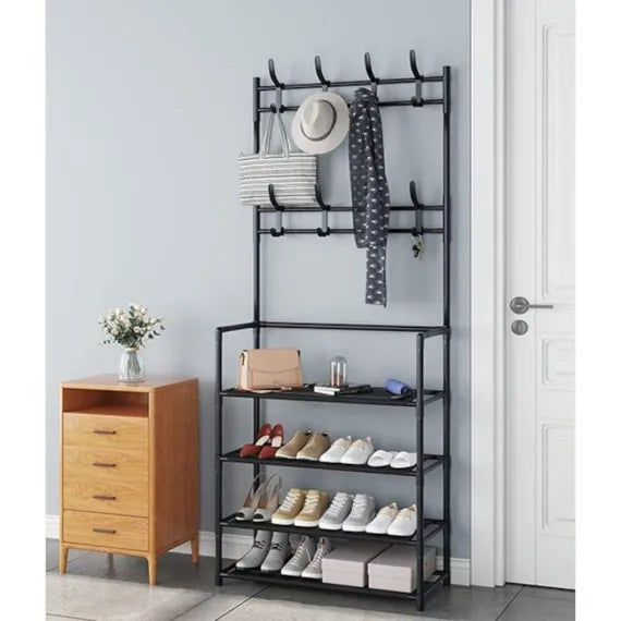 Suport multifuncțional pentru pantofi engross, cuier haine engross, pantofar și haine cu 4 randuri pentru depozitarea ușoară a pantofilor, hainelor și pălării