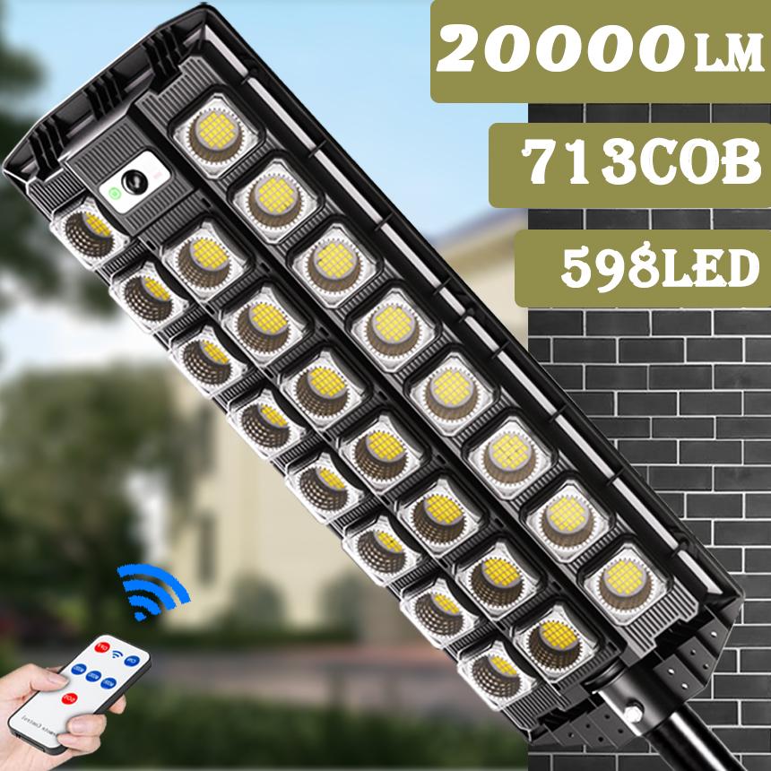 Lampă Solară Stradală cu 23 LED COB, Senzor de Mișcare, Telecomandă și Protecție IP65, Negru
